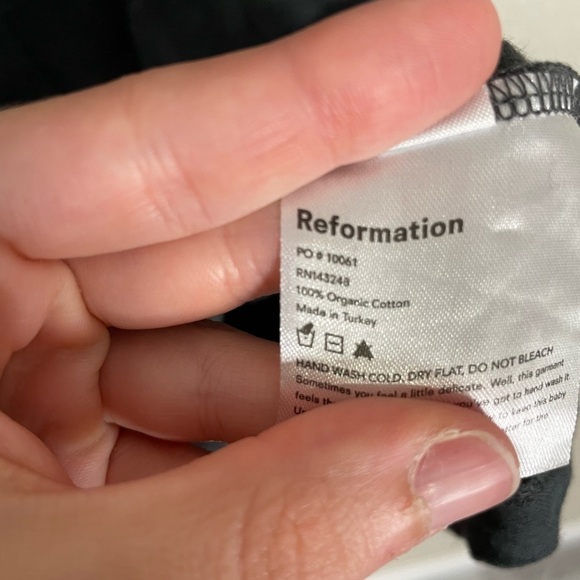 Reformation Dark Gray Long Sleeve Organic Cotton T Shirt XS - Picture 2 of 6